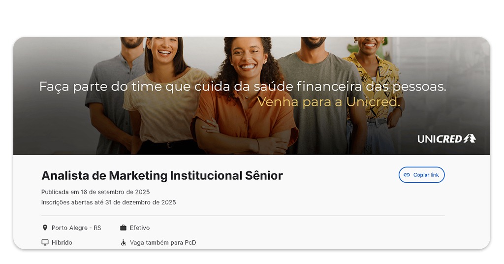 Vagas no banco Unicred