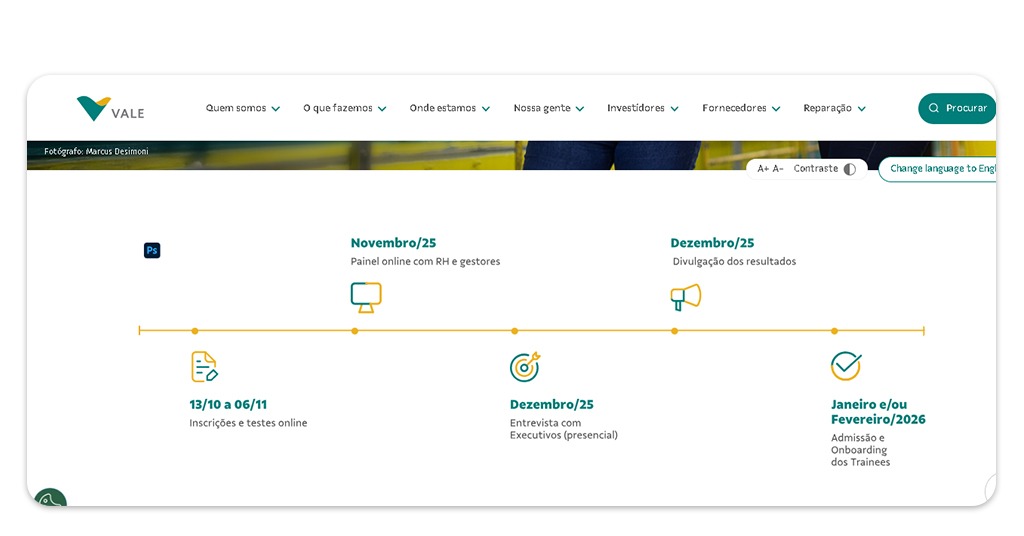 Trainee em engenharia da Vale