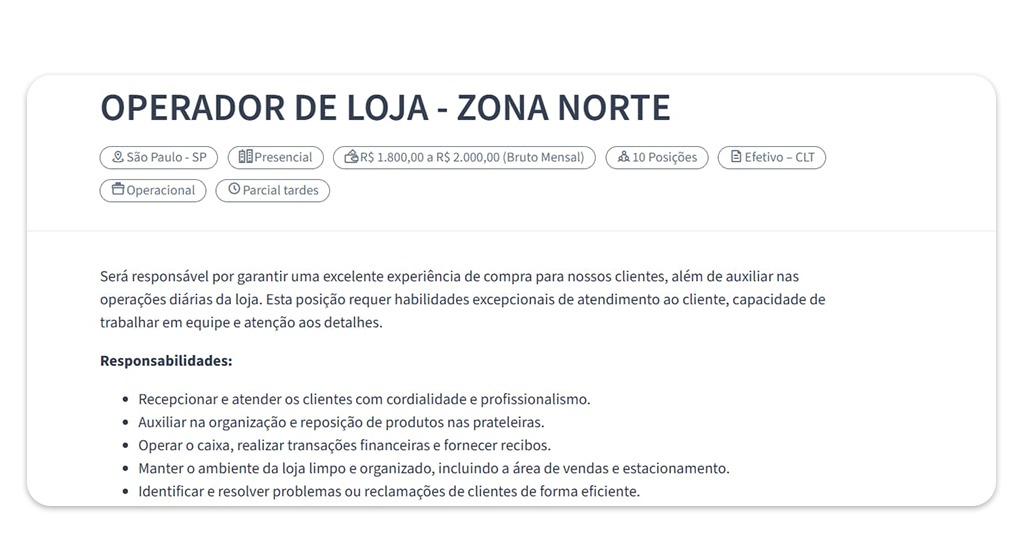 Vagas de trabalho no Supermercado Dia