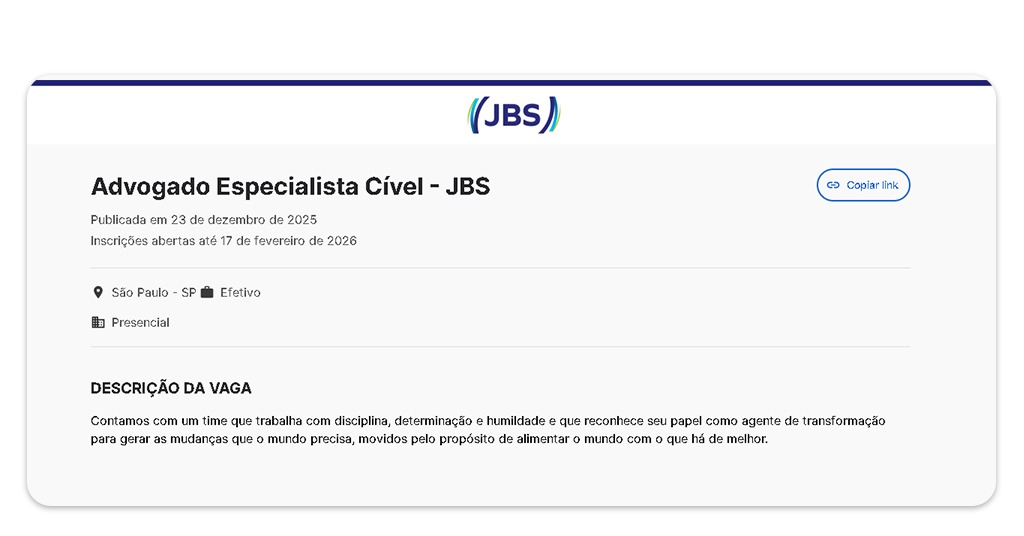 Vagas para trabalhar na JBS