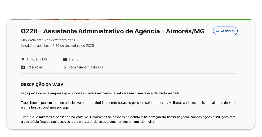 Vagas para trabalhar no Sicredi