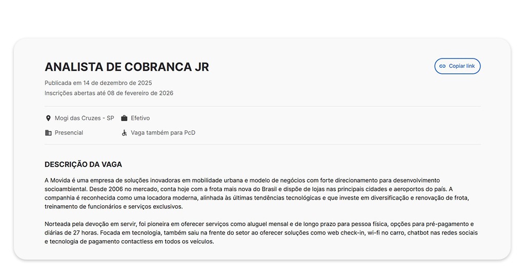 Vagas abertas na Movida