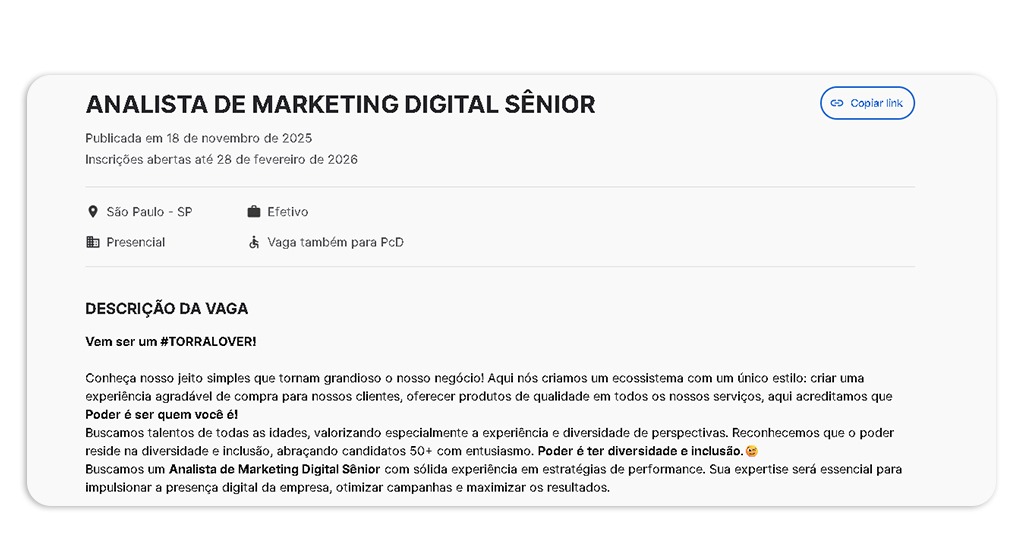 Vagas para trabalhar nas lojas Torra