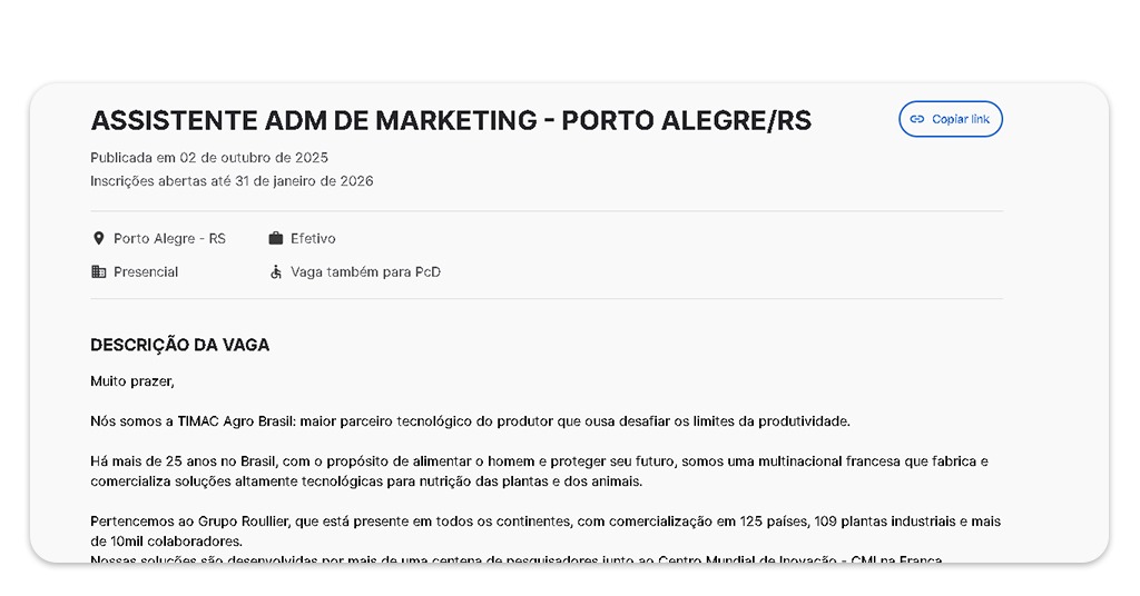 Vagas de emprego na Timac