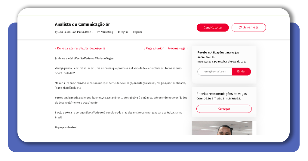 Vagas disponíveis na Verisure