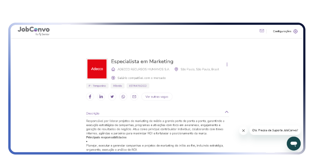 Vagas abertas na Adecco
