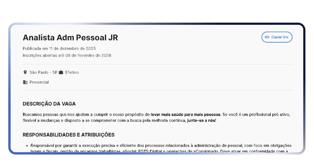 Vagas de emprego no Grupo SC