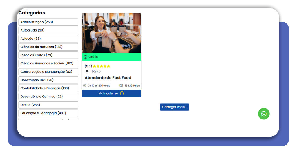 Curso de atendente de fast food