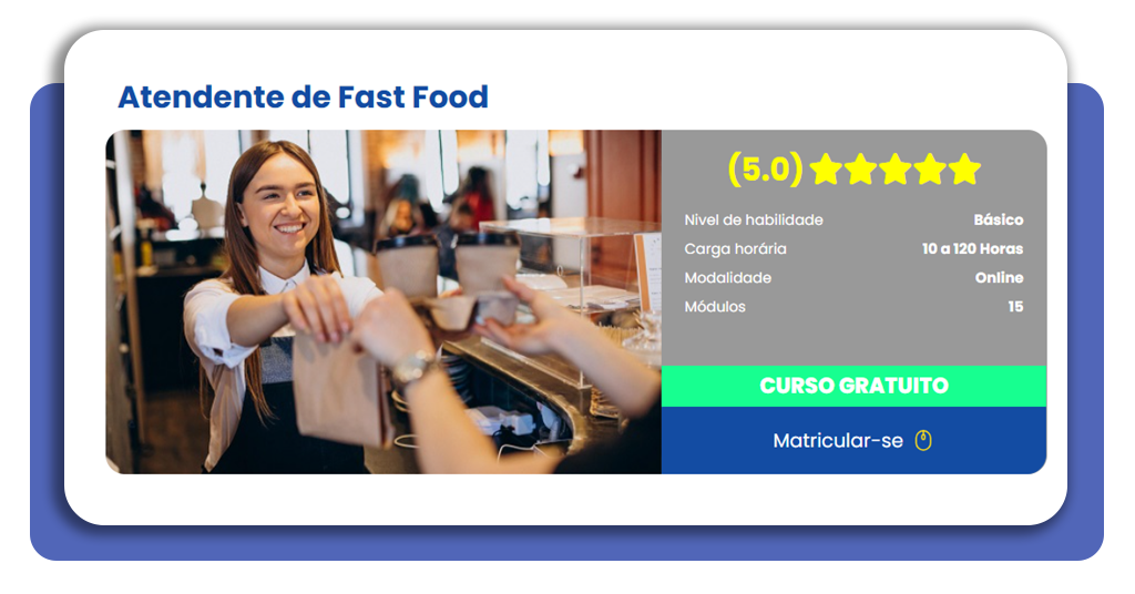 Curso de atendente de fast food