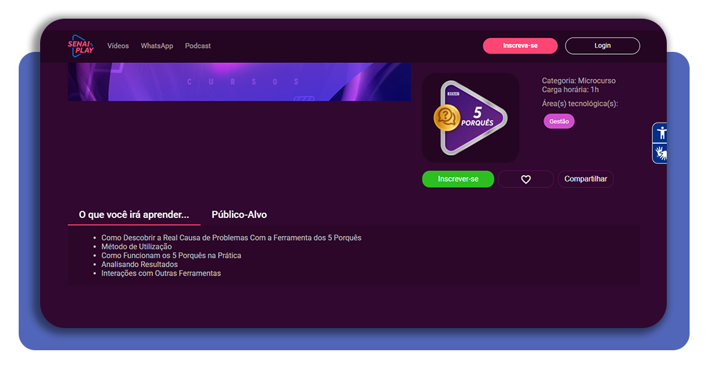 Curso gratuito no SENAI