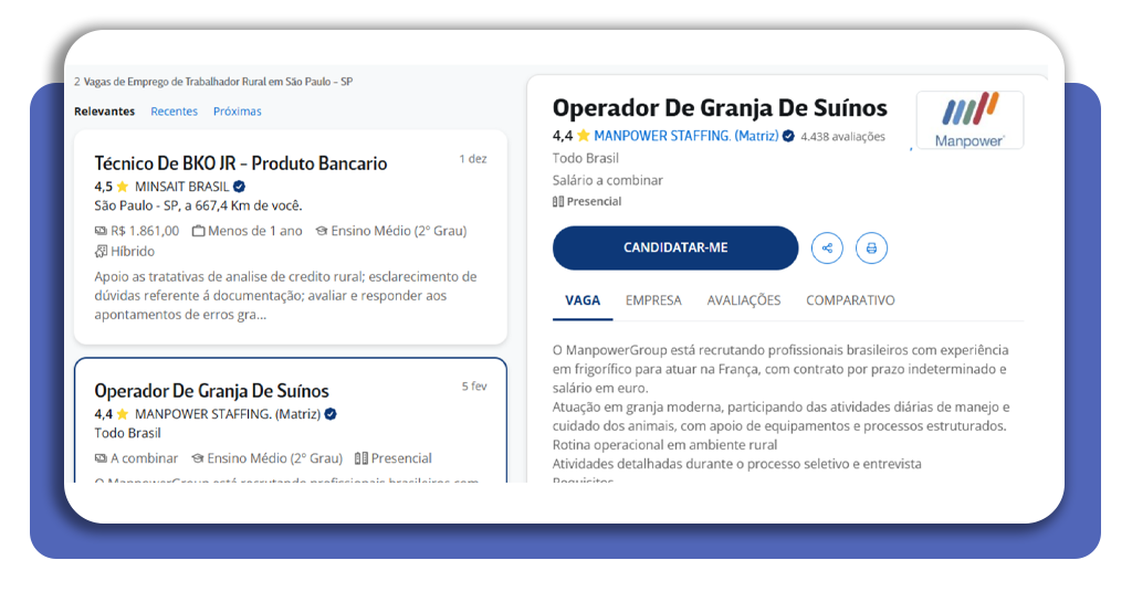 Vaga para trabalhador rural