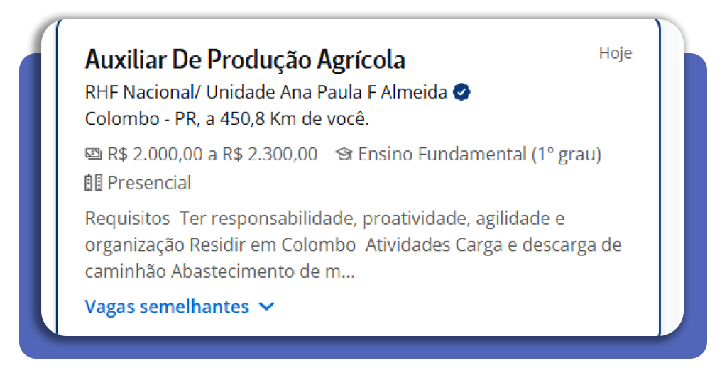 Vaga para trabalhador rural