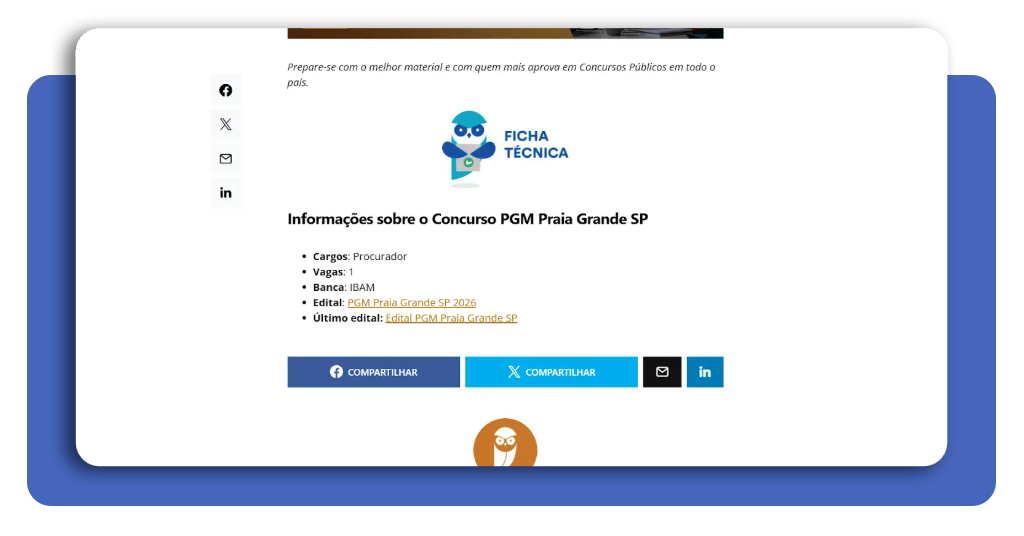 Detalhes de um edital mostrando vagas, salários e benefícios