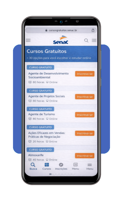 Tela com descrição detalhada do curso e botão de inscrição