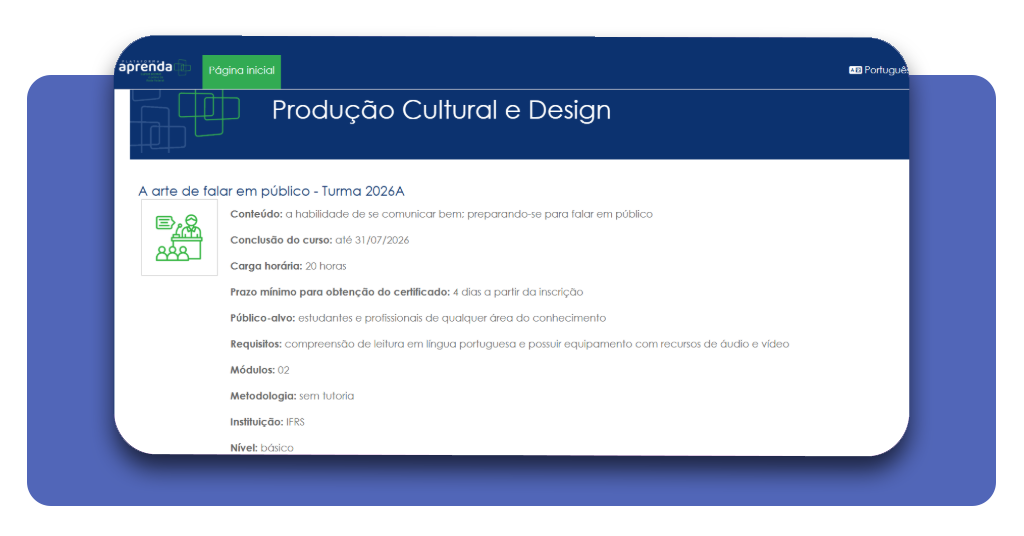 Lista de cursos gratuitos disponíveis na plataforma Aprenda Mais MEC