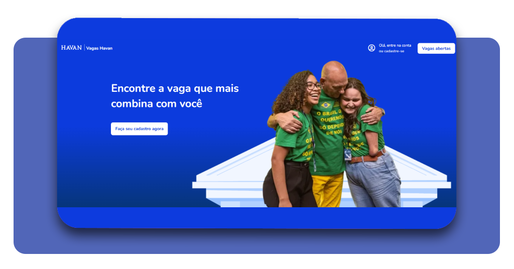 Portal de carreiras da Havan - tela inicial de acesso