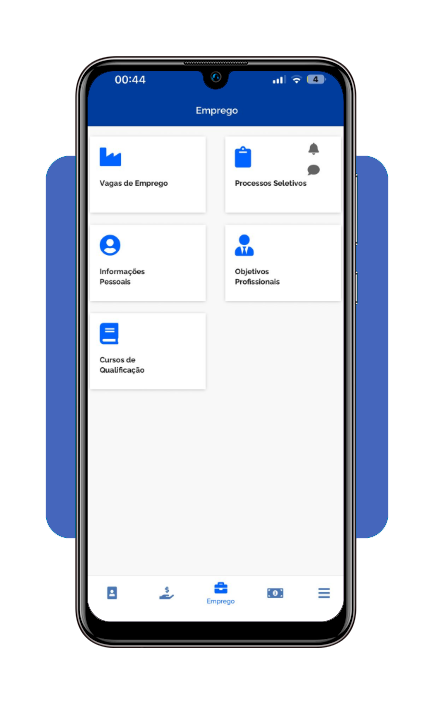Seção de vagas de emprego no app Carteira de Trabalho Digital