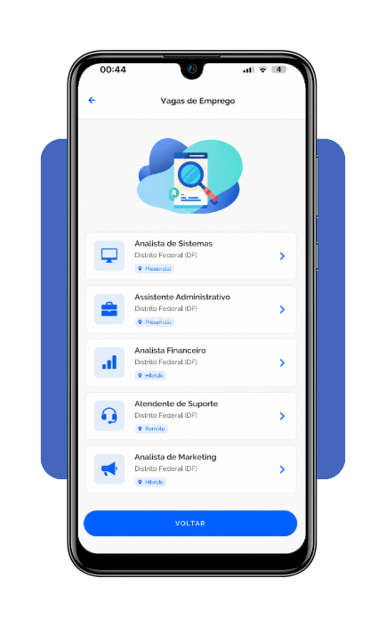 Filtro de localização e área no app Carteira de Trabalho Digital