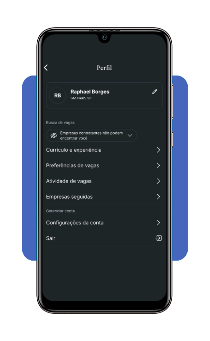 Tela de perfil profissional no Glassdoor