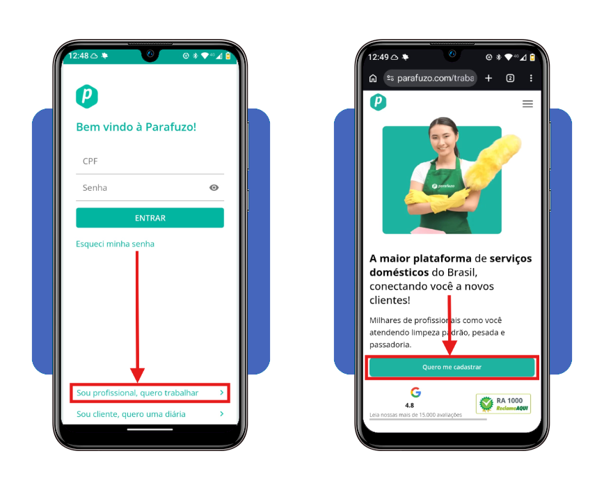 Passo 1 do cadastro na Parafuzo - acessar o contato da empresa