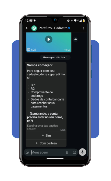 Passo 2 do cadastro na Parafuzo - preencher os dados