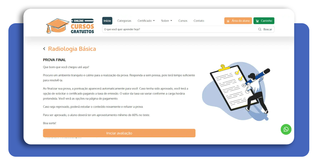 Avaliação final do curso de radiologia online grátis para emissão do certificado
