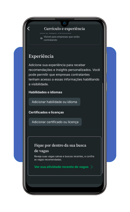 Tela de preenchimento do perfil profissional no Glassdoor