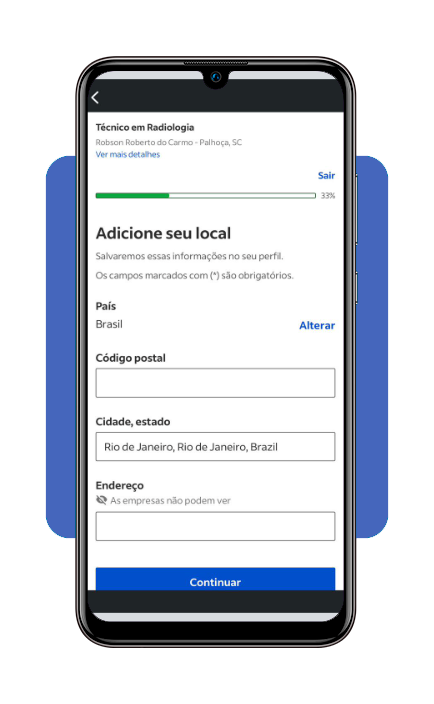Tela de candidatura a vaga no app Glassdoor