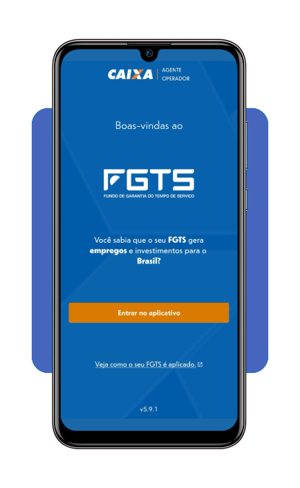 Tela de login do aplicativo FGTS com CPF e senha