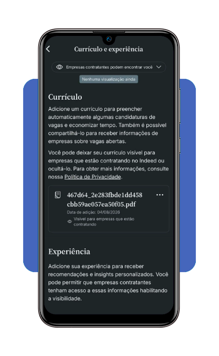 Tela de criação de conta e preenchimento de perfil no Glassdoor