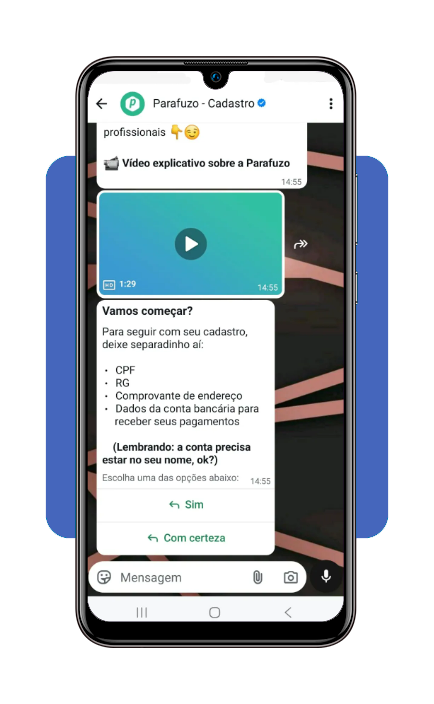 Passo 3 cadastro Parafuzo: reunir documentos necessários