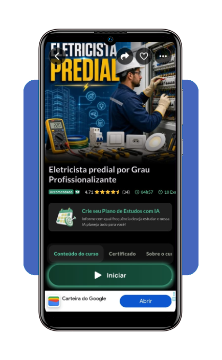 Passo 4 para começar o curso de eletricista no app Cursa