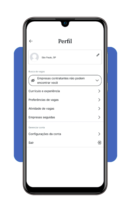 Tela de preenchimento de perfil no aplicativo Glassdoor