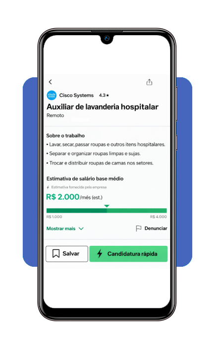Tela de candidatura rápida no app Glassdoor