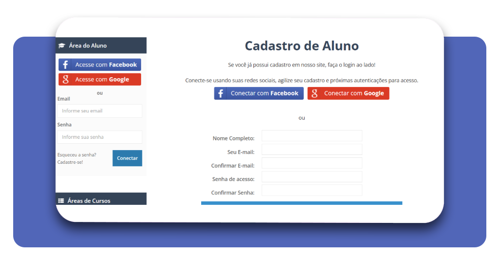 Passo 2 - Tela de cadastro na plataforma Prime Cursos