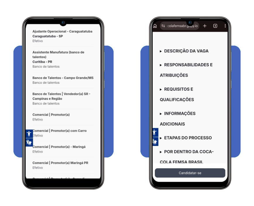 Página de detalhes da vaga na Gupy da Coca-Cola com botão Candidatar-se