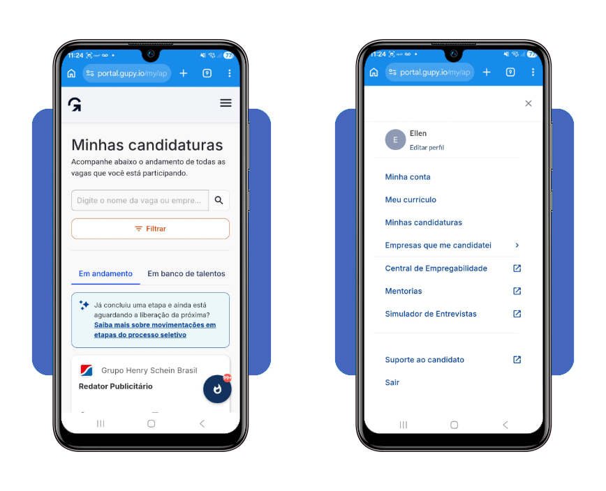 Menu do portal da Coca-Cola FEMSA com opção de currículo destacada