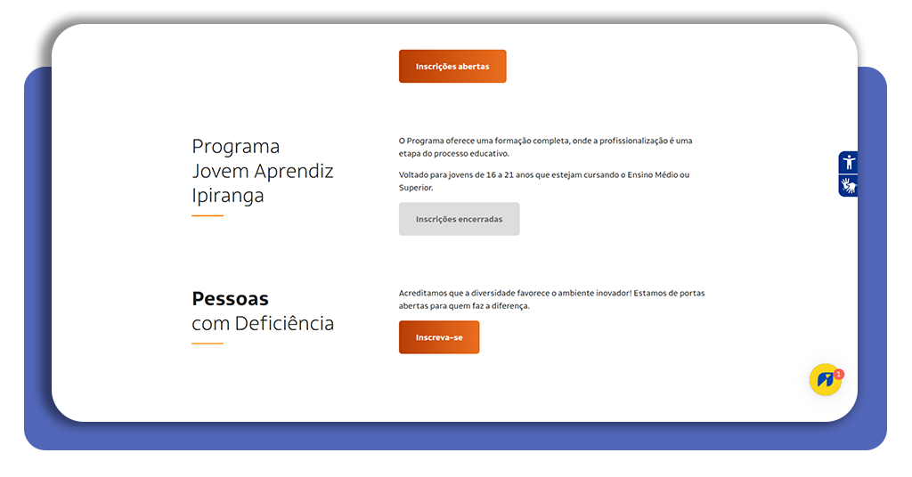 Tela de busca de vagas do Jovem Aprendiz Ipiranga na plataforma oficial