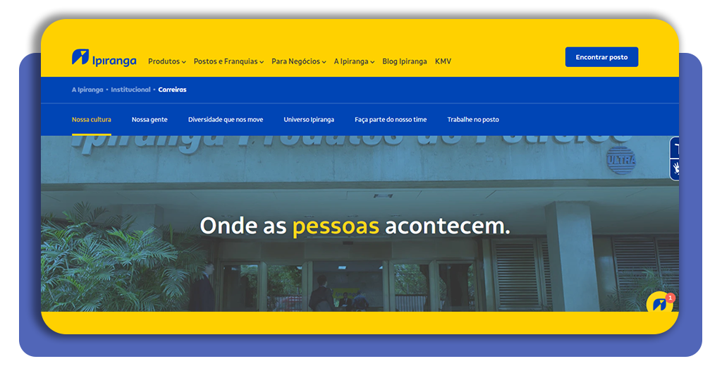 Passo 1 - Acesse o site oficial da Ipiranga e busque pela área de carreiras