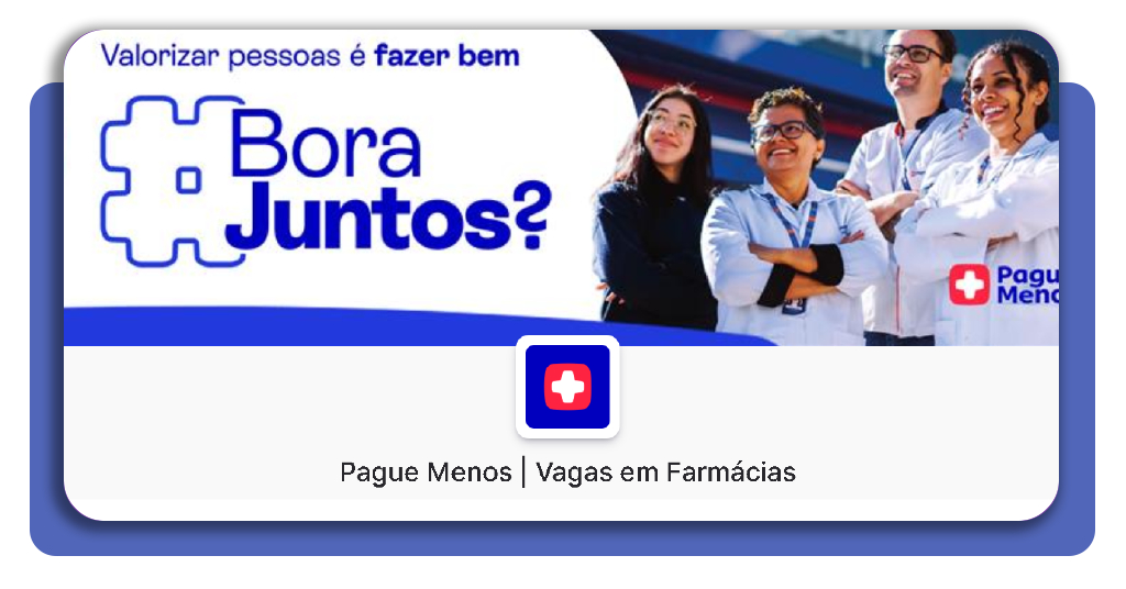 Página inicial do site de recrutamento Gupy para vagas nas farmácias Pague Menos