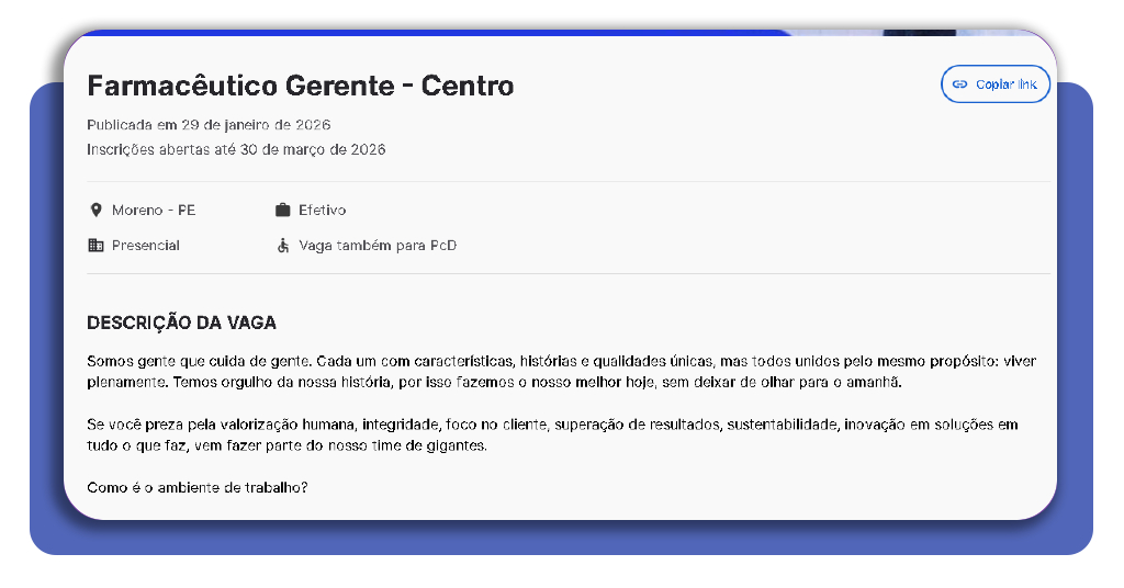 Tela de inscrição e criação de conta na plataforma Gupy para vagas Pague Menos