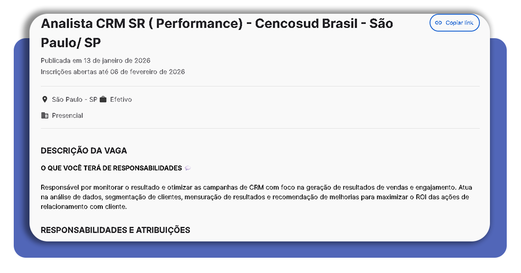 Descrição e etapas do processo seletivo na Cencosud