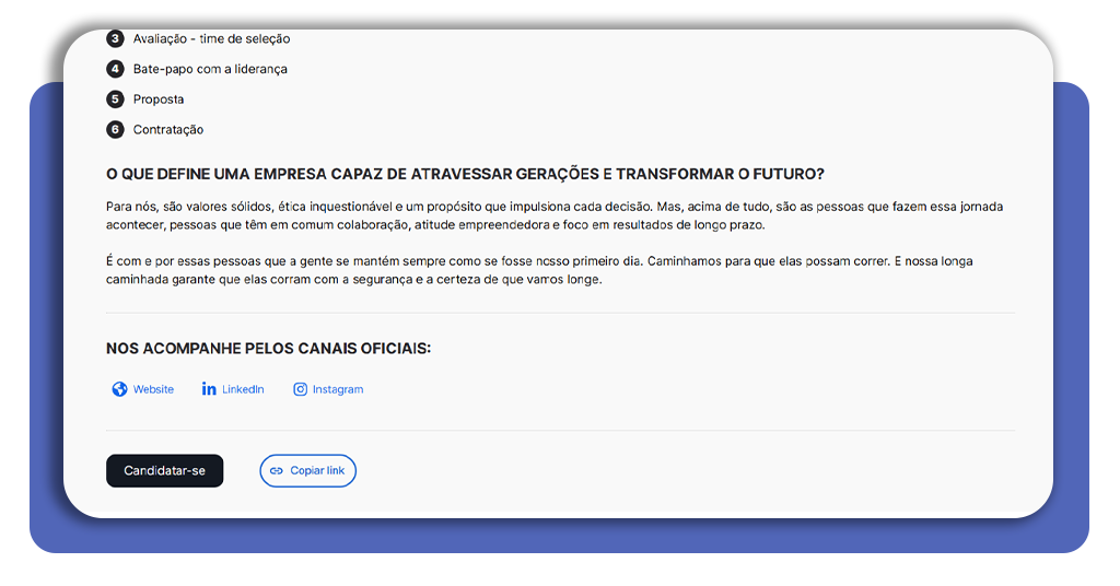 Página de vaga no site do Grupo Ultra com botão Candidatar-se