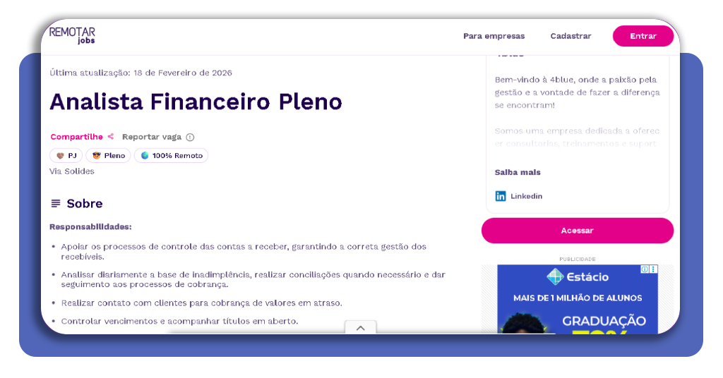 Lista de vagas home office para iniciantes com salários no site Remotar