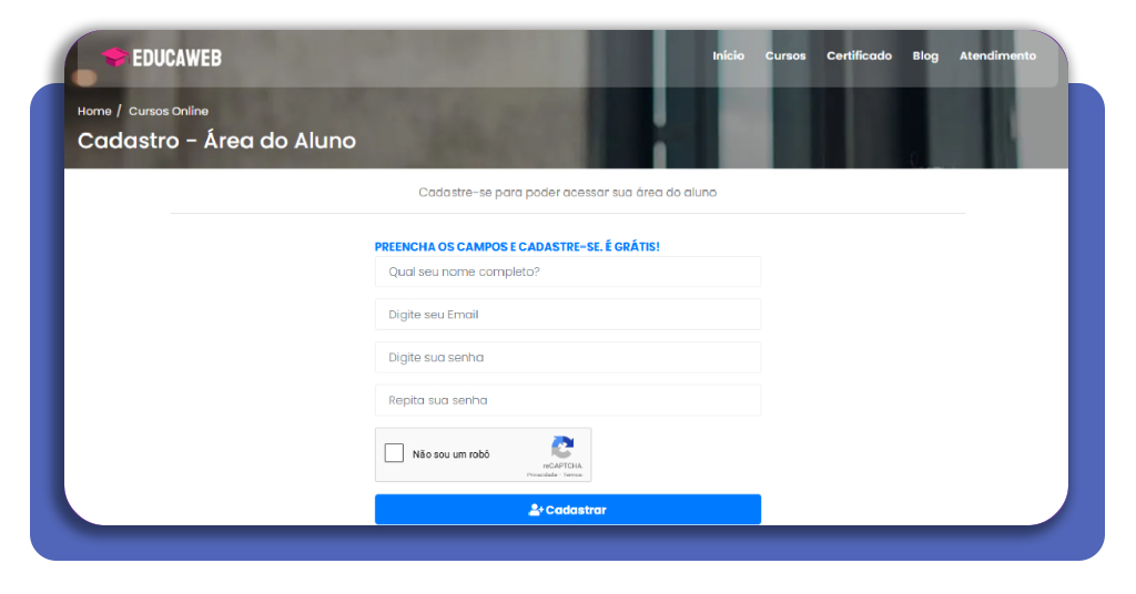 Passo 2 - Crie seu cadastro na plataforma EducaWeb