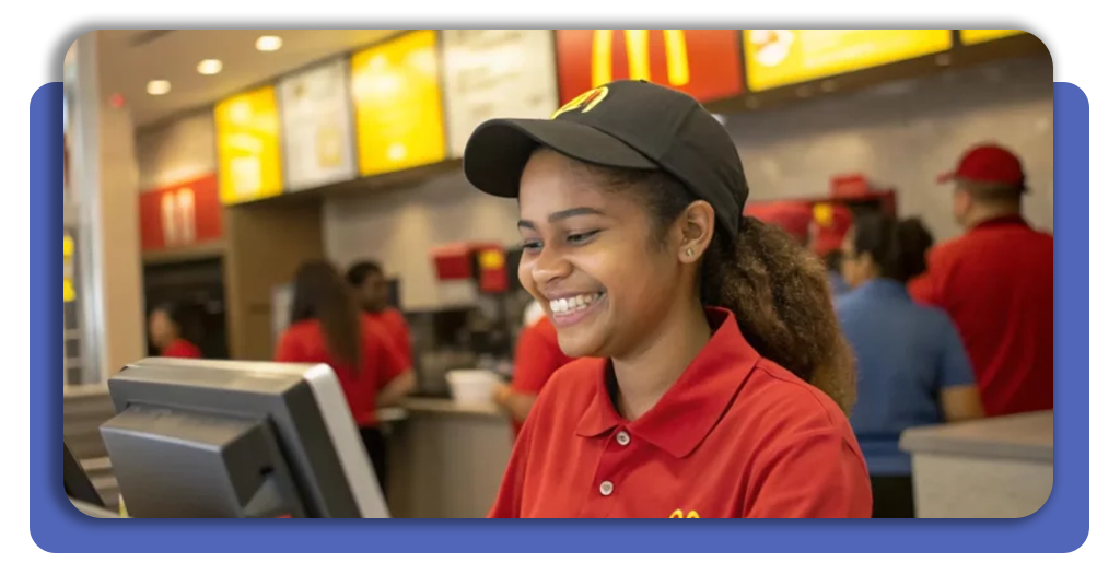 Trabalhador de fast food em seu ambiente de trabalho