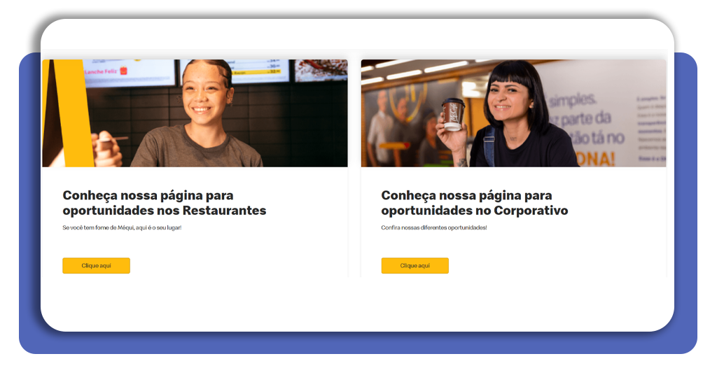 Portal de carreiras do McDonald's no Brasil