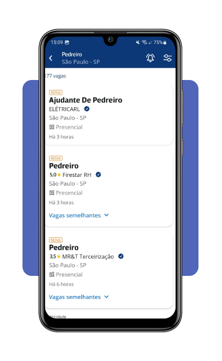 Tela de busca de vagas de construção civil no InfoJobs
