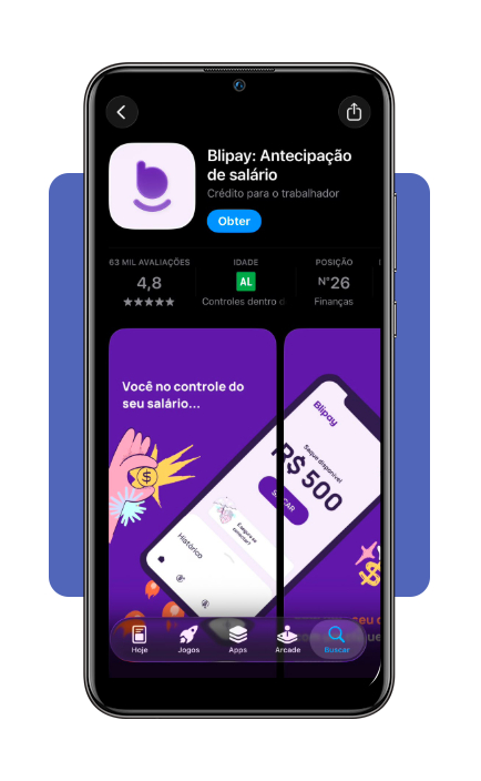 Tela de download do app Blipay na loja de aplicativos