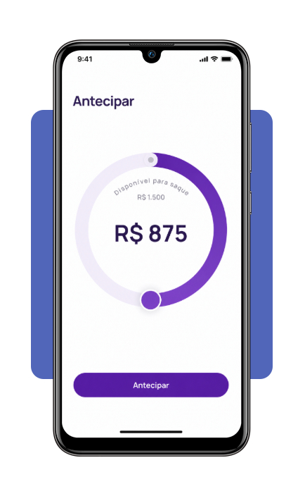 Tela de confirmação de antecipação salarial e recebimento via Pix no Blipay